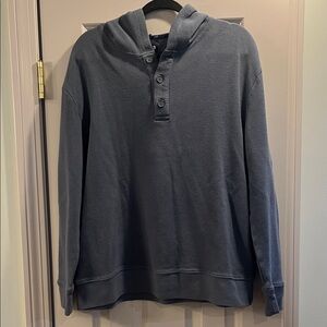 GAP Blue Gray Hooded Henley Waffle Knit Pullover XL